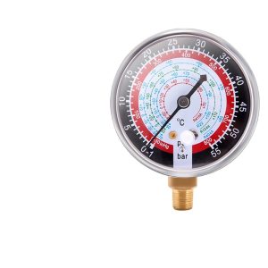Refrigerant Pressure Gauge Manifold High Pressure Meter (0.1-55Kg/0-800PSI) with R22 R134a R404A R410A Scales for HVAC AC Refrigeration Systems