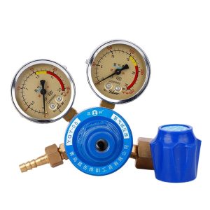 Full Copper Oxygen Pressure Regulator (0-25Mpa, 2.5 MPa Rated Outlet, 50L/min Flow) for Industrial Oxygen Cylinders, Model YQY-08, Replaces WANGFENG LZ02830020