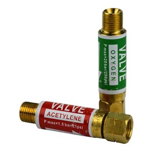 Oxygen Acetylene Flashback Arrestor Set (G3/8, 9/16, M16x1.5) Pmax 20 bar/290 psi Oxygen, Pmax 1.5 bar/21 psi Acetylene for Gas Welding & Cutting Torches