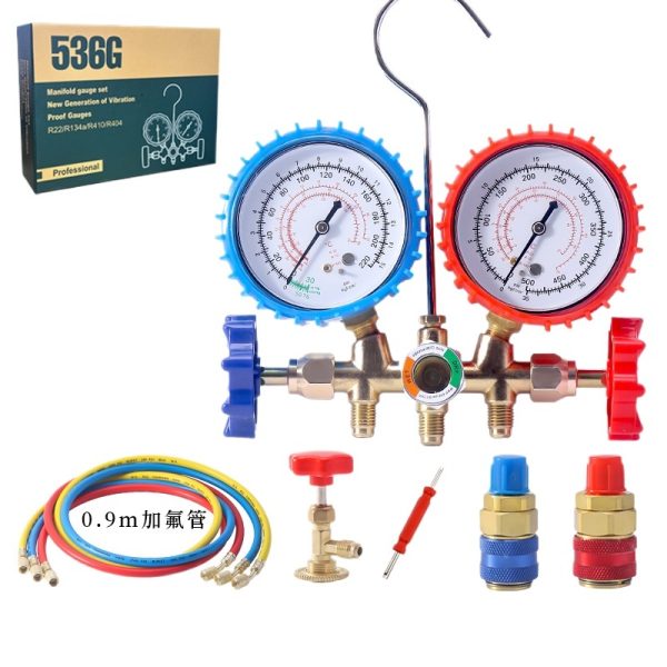 536G Manifold Gauge Set (Dual Gauges) for R134a, R32, R22, R410a, R404, R407c Refrigerants - HVAC AC Charging & Pressure Testing Tool - Изображение 2