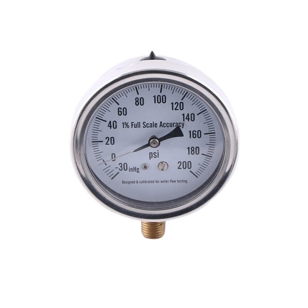 Fluid Filled Pressure Gauge YN75ZC (75mm Dial, -30-0-200psi / -1bar-1000bar, 1% Full Scale Accuracy) for HVAC Systems Replaces HVAC Pressure Gages