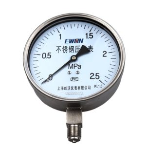 All Stainless Steel Pressure Gauge (MPa range 0-2.5, Kl 1.6, Y-150BF/YN-150BF) for industrial HVAC systems, Replaces Y-150BF/YN-150BF