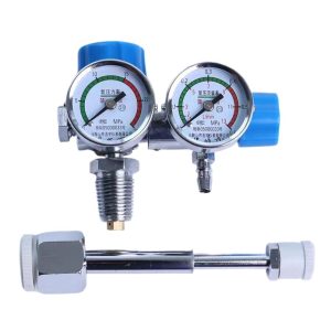 Medical Oxygen Cylinder Pressure Reducer Dual Gauge with Flow Meter for 10L Oxygen Tank