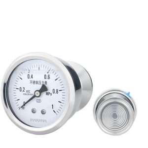 Sanitary Diaphragm Pressure Gauge YTP60ZBF Stainless Steel Axial Mount Clamp Type (0-1 MPa, DN60) for HVAC Systems