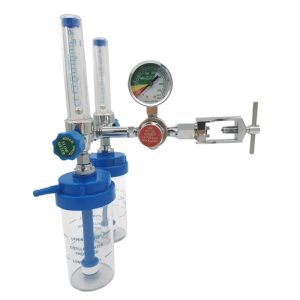 Medical Oxygen Inhaler Pressure Reducer Dual Flow Meter Kit (0-25 MPa, 1-10L/min) for Oxygen Cylinder CGA870/CGA540/G5/8 Systems