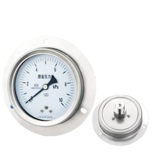 Membrane Box Pressure Gauge YE100ZTBF for Low Pressure Measurement (0-10kPa) with Flanged Bezel Mount