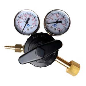 Oxygen Acetylene Pressure Gas Regulator with Dual Gauges (0-3500psi/0-25mpa, 0-25L/MIN) for Welding Cutting with CO2 and O2 Gases