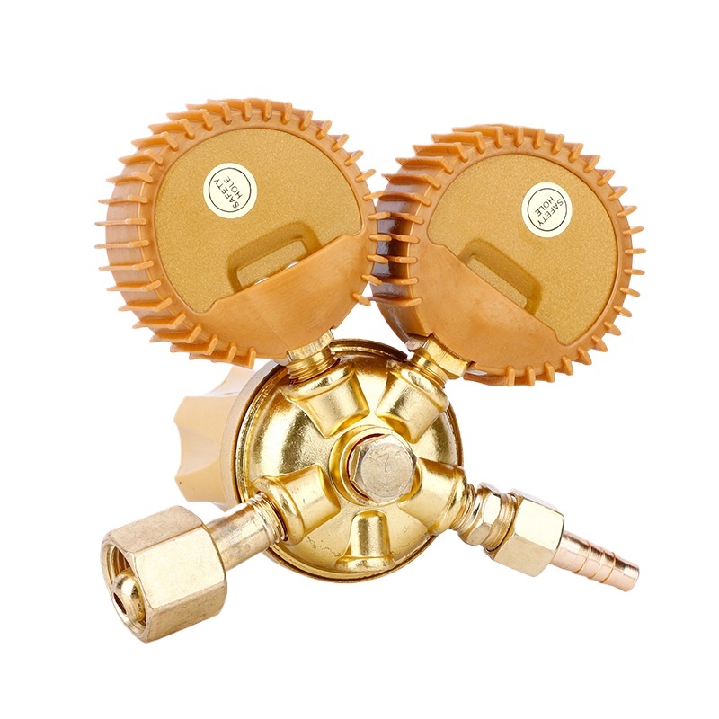 Golden Shock-proof Oxygen Pressure Reducer (0-2.5 MPa, 0-25 MPa) for Oxygen Cylinders, Model YQY-07 - Image 3