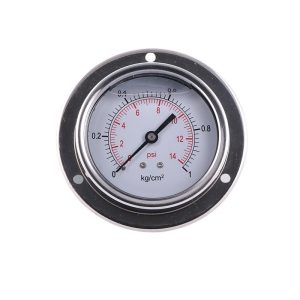 YN75ZC 75mm Axial Oil-Filled Pressure Gauge, Shock Resistant Stainless Steel Shell, Copper Connector with 3-Hole Front Flange for HVAC Systems Replaces YN75ZC