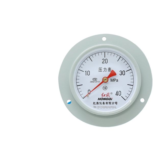 HONGQI Y-100ZT Axial Pressure Gauge with Flange, M20*1.5, 1.6% Accuracy, 100MM Diameter