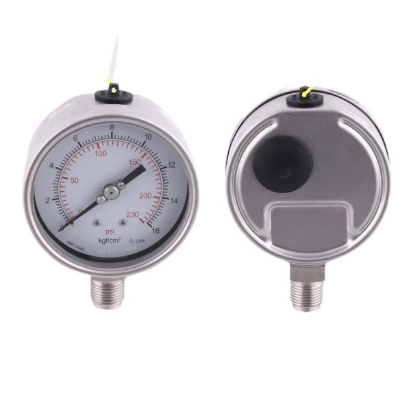 100mm Radial Oil Filled Pressure Gauge (0-16 kgf/cm2, CL 1.0%), All Stainless Steel Pressure Gauge, Laser Welded Vacuum Pressure Gauge YB100B