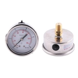 Axial 63mm Stainless Steel Glycerin Pressure Gauge for HVAC Systems (YN63ZC) EN 837.1