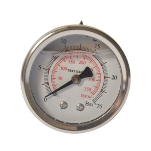 Stainless Steel Pressure Gauge YBN50Z (0-25 Bar, 50mm Diameter, Axial 1/4PT Connection) for HVAC Systems