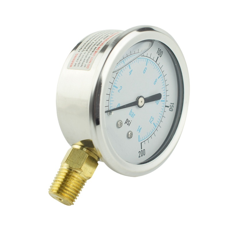 JIUXINYIBIAO Radial Shock-Resistant Pressure Gauge (0-200 PSI/0-14 bar) for Oil, Gas, Liquid, Water Pressure Measurement - Image 3
