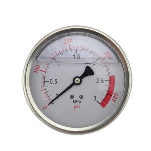 Axial Stainless Steel Pressure Gauge Y50N Oil-Filled Vibration-Resistant Pressure Gauge (0-3 MPa) for HVAC Systems