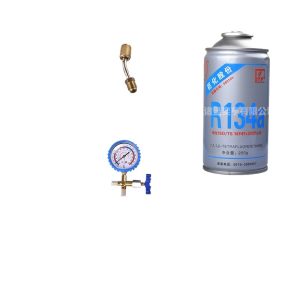 Automotive R134a AC Refrigerant Refill Kit with Manifold Gauge Set for Car AC Recharging including EHPON Hoses, Universal Bottle Opener, and Adapter