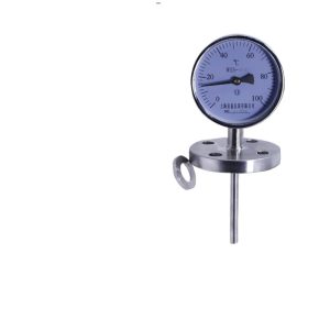 Bimetal Thermometer WSS-414 Flange Type Industrial Gauge 0-100°C for Boiler Pipe Systems