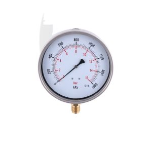 YN100C Radial Pressure Gauge 160mm Matte Stainless Steel Case Copper Joint Dry Oil Filled Meter 0-16bar CI 1.0 accuracy