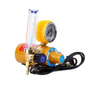 Anti-Vibration CO2 Pressure Reducer with Electric Heater (YQT-731L) for Industrial Welding and Cutting, Adjustable Valve, Pressure Gauge 0-25MPa, G5/8" Inlet, M16x1.5 Outlet