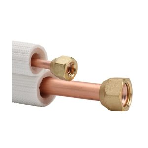 Pre-insulated Copper Coil Tubes (6.35mm & 12.7mm) with Flared Nuts, 3 Meter Length for AC Installation, Universal Fit
