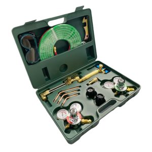 American Style Oxy-Acetylene Welding Cutting Torch Kit with Pressure Gauges & Hoses for Multi-purpose Oxy-Fuel Welding, Brazing & Cutting