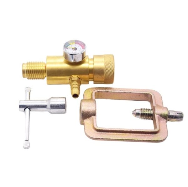 Full Copper Acetylene Regulator with Anti-drop Pressure Gauge and Gas Tank Connector for Oxygen, Acetylene, Propane Tanks - Imej 3