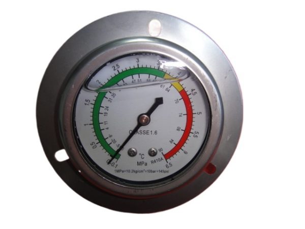 Refrigerant Pressure Gauge 60mm Axial Type R410A with 1.6 Accuracy Class -0.1 to 6.5 MPa for Heat Pump Hot Water Units