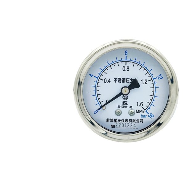 Stainless Steel Hydraulic Pressure Gauge YN60ZBF (0-1.6MPa, 2.5 Accuracy) for HVAC Systems