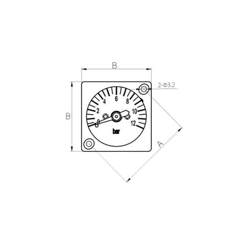 Embedded Square Pressure Gauge (Y30 Type, 0-1.0 MPa) for Pneumatic Regulating Valves, Replaces Y27-1 - Image 2