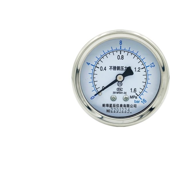 Stainless Steel Pressure Gauge Y-60ZBF Series 60mm Axial Connection for HVAC Hydraulic Pneumatic Oil Fluid