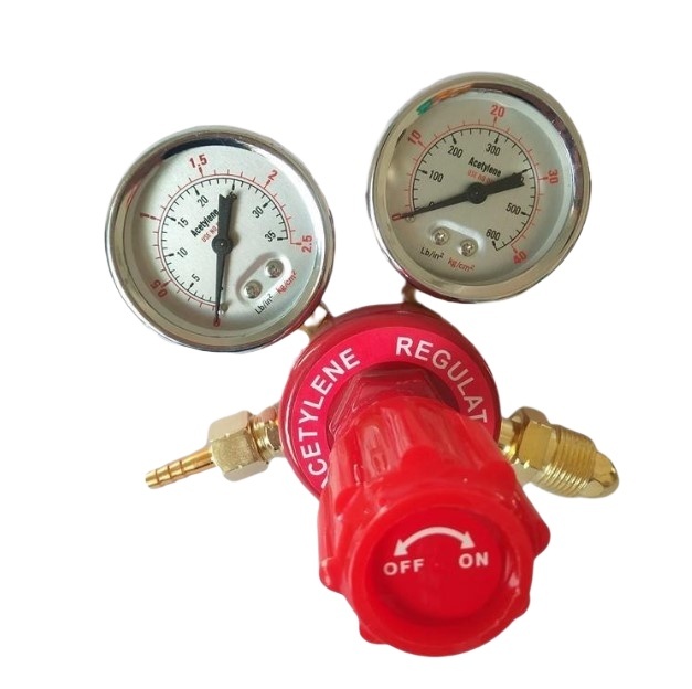 Aluminum Alloy Oxygen Pressure Regulator G5/8 Male Thread Valve with Dual Gauges for Gas Welding Cutting - Image 3