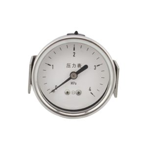 Panel Mount Stainless Steel Pressure Gauge Axial General with Edge Pressure Gauge Air Pressure Gauge (0-4 MPa, 2.5 Accuracy) for General Industrial Applications