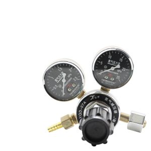 JS Gold Nitrogen Pressure Regulator YQD-07A with Dual Gauges (0-15MPa & 0-2.5MPa) for Industrial Gas Cylinders