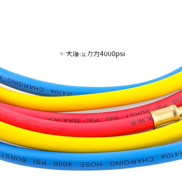 R410a Explosion-Proof Refrigerant Charging Hoses (Durable Rubber, Brass Forged) for HVAC, Compatible with R32, 1.2m/1.5m/1.8m options - Image 3