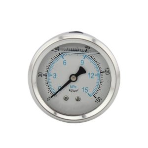 Y50 Axial Pressure Gauge (0-15 MPa/kg/cm², 50mm Dial) Oil-Filled Shockproof Pressure Gauge for Air, Oil, Water Systems