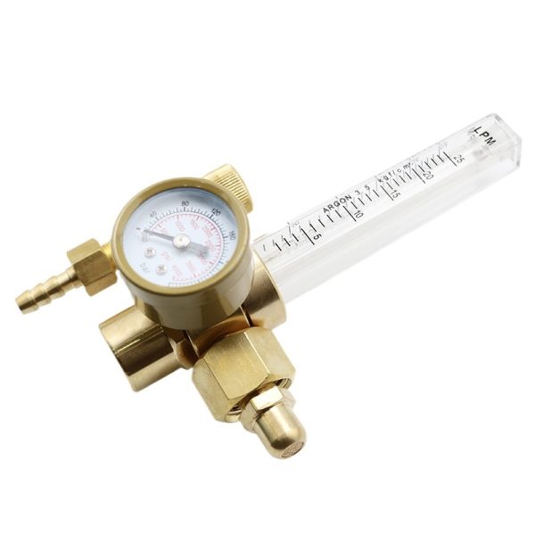 All-Copper Argon Gas Pressure Reducer with Flow Meter and PSI Gauge for Welding - Image 2