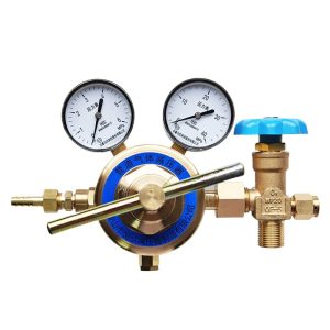 Full Copper High Flow Oxygen Pressure Reducer for Industrial Pipeline Systems with Dual Gauges and WP20 Connection