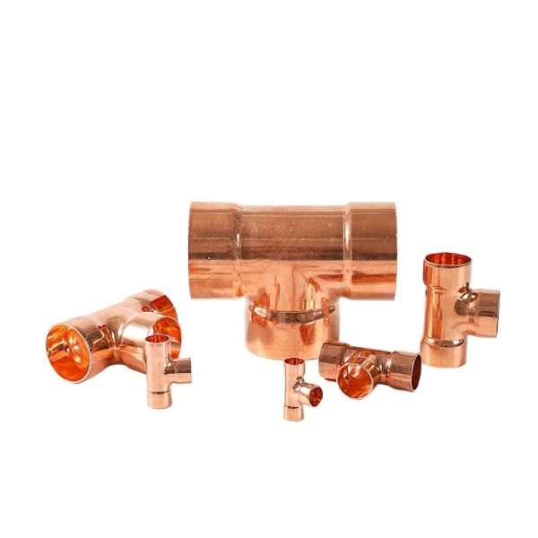 TP2 Pure Copper Equal Diameter Tee Connector Pipe Fitting for HVAC R410 Systems (OD 6mm-133mm, Thickened High Pressure Resistant)