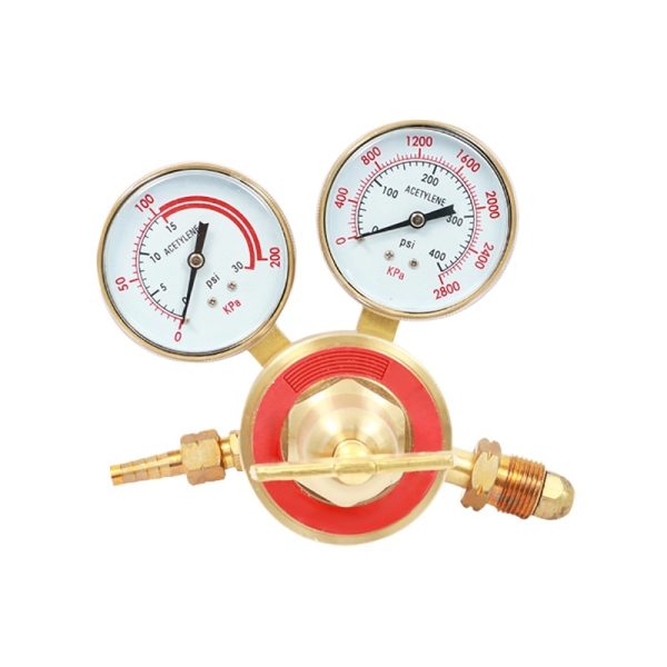 YONGHENG All-Copper Oxygen Acetylene Propane Pressure Reducer Gauge with Dual Gauges for Welding Cutting - Imej 3