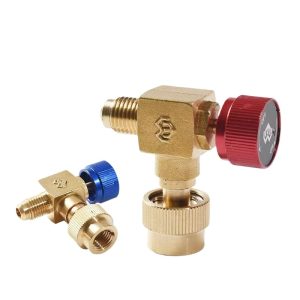 90° R410A / R32 HVAC Refrigerant Charging Safety Valve (Brass Body) for Air Conditioning Systems