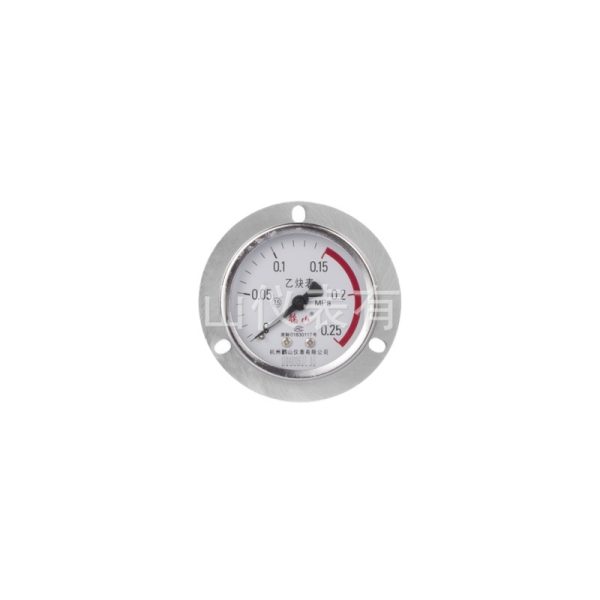 Acetylene Pressure Gauge YY60ZT Axial with Rim, Oil-Forbidden, 0.25 MPa for Gas Systems