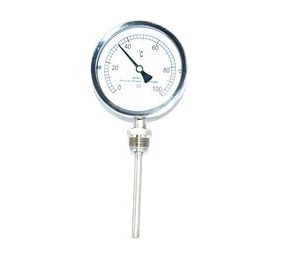 Bi-metallic Thermometer (0-100°C, Axial Type, 100mm Dial, 1.5 Accuracy Class) for HVAC Systems