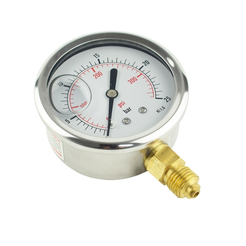 Radial Seismic Pressure Gauge y63 (0-25 bar, 0-300 psi, KL1.6) Stainless Steel Casing Copper Thread Connection for Oil, Air, Liquid, Water Pressure - Image 3