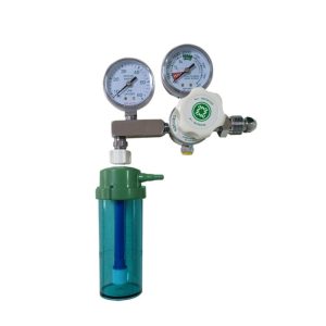 Double Gauge Oxygen Cylinder Flowmeter for Oxygen Inhaler with G5/8 Inlet, 0-25MPa Pressure, 1-15L/min Flow