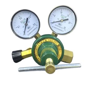 Full Brass Hydrogen Pressure Regulator YQQ-09 with Micro-Adjustment Valve and Dual Gauges (0-0.3 MPa, 0-25 MPa) for Industrial Gas Applications