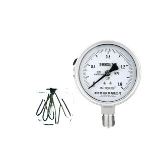 Y100BF Stainless Steel Pressure Gauge (0-1.6MPa, 1.6 Accuracy Class) for Hydraulic/Pneumatic Systems, Compatible with WIKA-Style Applications