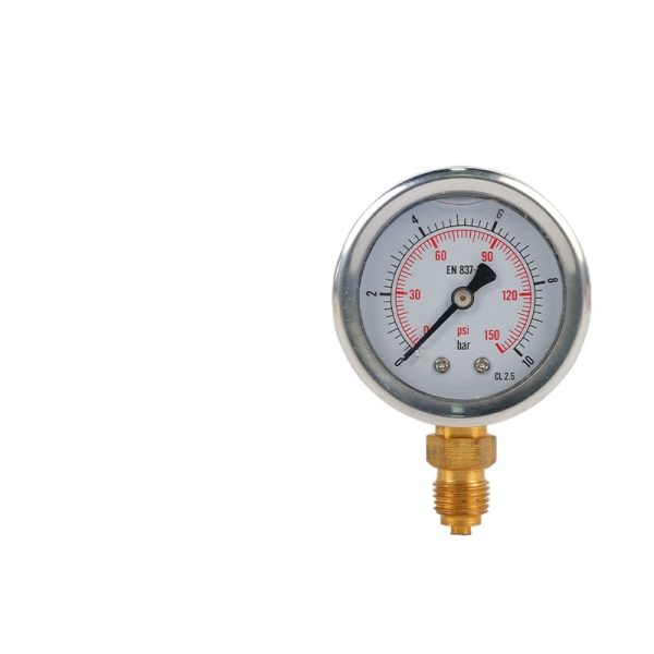 Stainless Steel Pressure Gauge (EN 837, CL 2.5) for Oxygen Hydrogen Gas Reducer Pipeline Air Compressor Water Hydraulic Pressure Systems