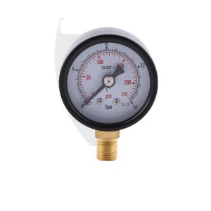 Radial Pressure Gauge (50mm, 0-16bar/psi, Black Iron Case, Copper Connector) for HVAC Systems, Replaces 94