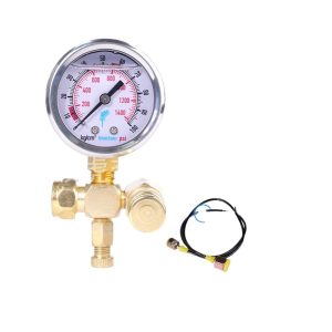 Hydraulic Breaker Nitrogen Pressure Gauge (0-1400 PSI / 0-100 kg/cm²) with Inflation Tool and Hose for Breaker Equipment