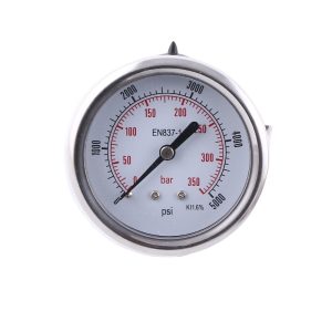 YN63ZC 63mm Axial Oil-Filled Pressure Gauge (0-350bar/5000psi, ±1.6% accuracy, Stainless Steel) for HVAC Systems